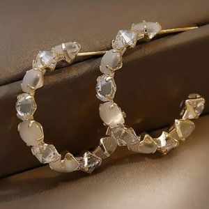 18k Gold Plated Gemstone Hoop Earrings